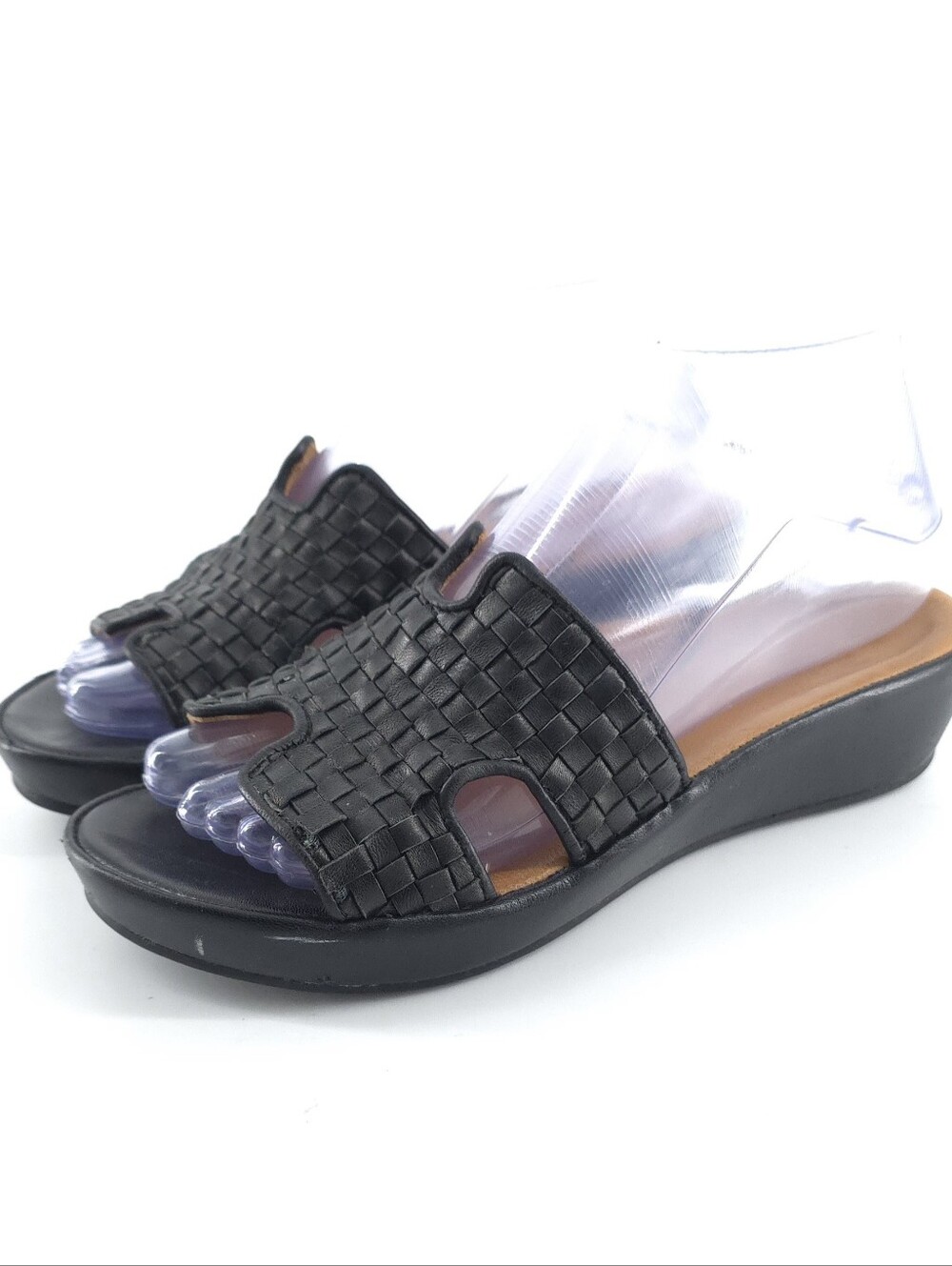 L'AMOUR DES PIEDS Cusaro Platform Wedge Slide Sandal Open Toe Black Size 7